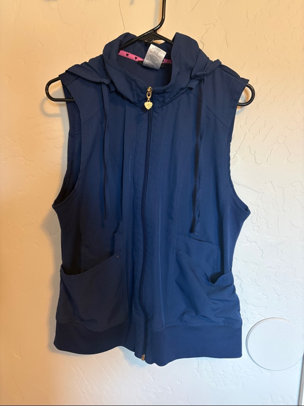HeartSoul Navy Blue Zip Hoodie Vest with Heart Zipper Charm